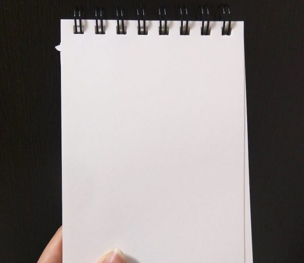 person holding empty notebook